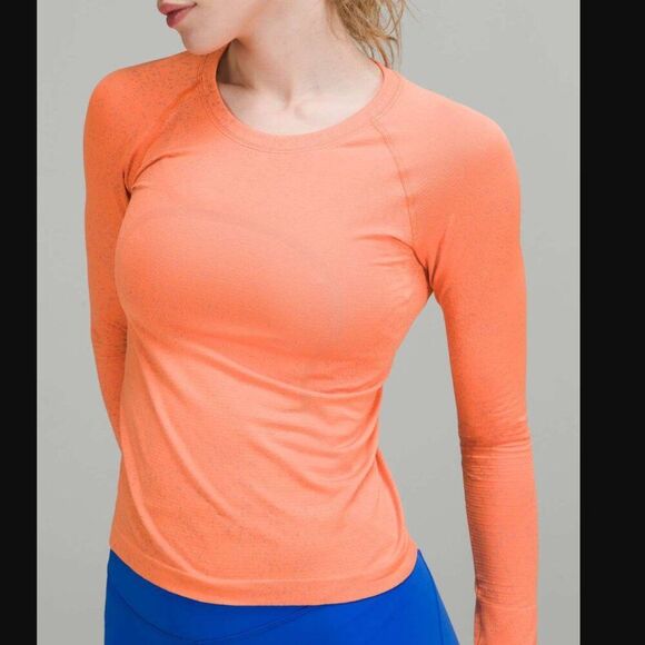 *no tag* Lululemon Swiftly Tech Long Sleeve 2.0 in Orange / Lunar Rock - Picture 5 of 11